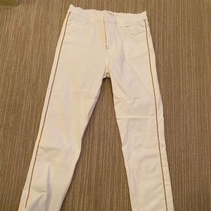 White JBrand Jeans with gold brocade trim size 27